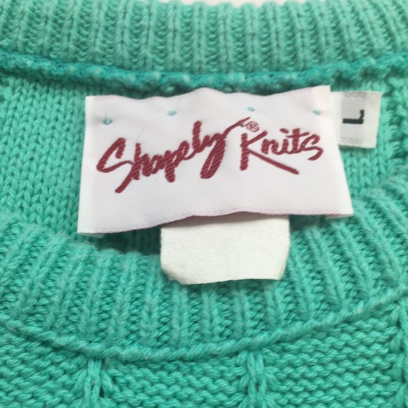 Vintage Teal Short Sleeve Knit Sweater - Picture 8 of 8